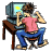 Webmaster at computer updating